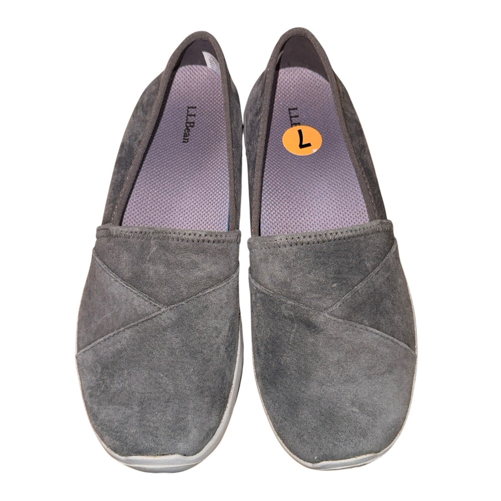 NEW L.L. Bean Back Cove Stretch Womens 7M Grey Suede Nubuck Walking Shoes 510584